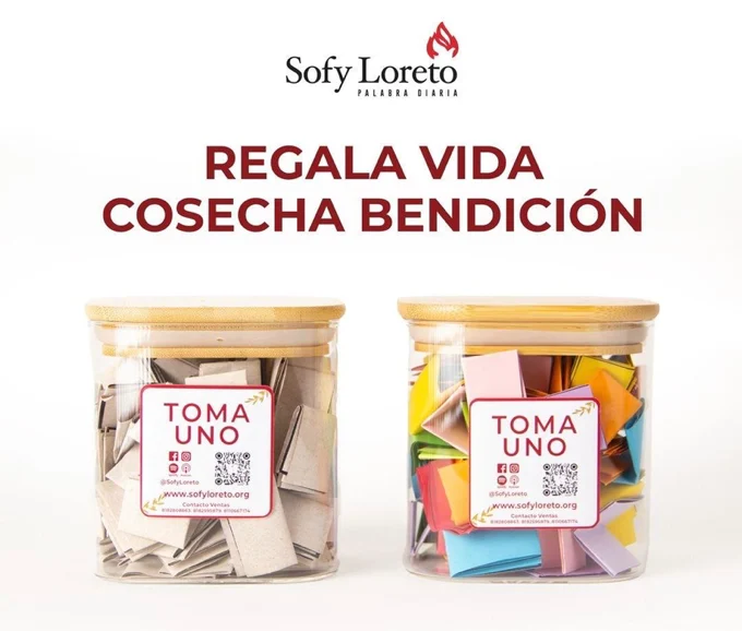 Frasco de vidrio con promesas bíblicas — Regala vida, cosecha bendición